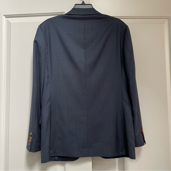 J. Crew Thompson Heathered Navy 100% Wool 38S Suit Jacket Sport Coat Flawed - Picture 3 of 13